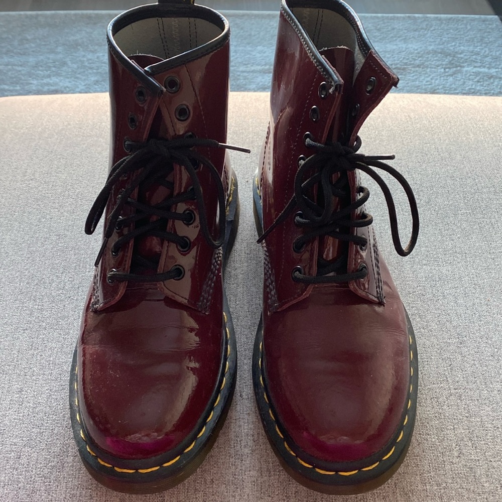 Dr Marten Maroon Combat Boots Size 9